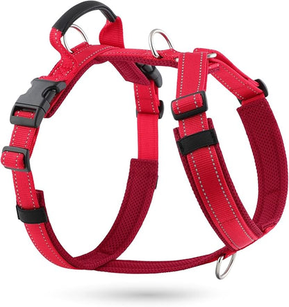 No Pull Dog Harness with Handle, Soft Mesh Padded Adjustable for Small Medium Large Dogs | Reflective Easy Walk Harness with Front Clip for Training, Running & Outdoor (Red, M)