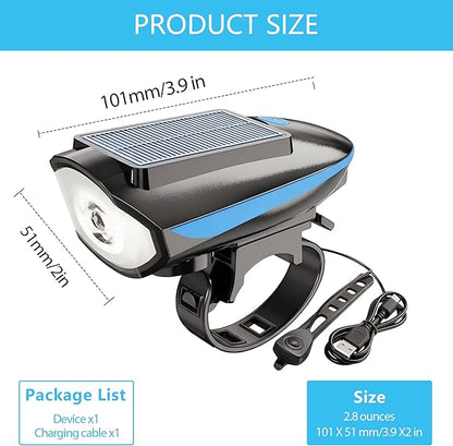 Pet Stroller Light, Solar Powered LED Light for Dog Stroller, Cat Stroller, Wagon – 3 Modes (S/H/F) with Safety Horn, USB Rechargeable, IPX4 Waterproof, Wrap & Hook Strap for Easy Attachment
