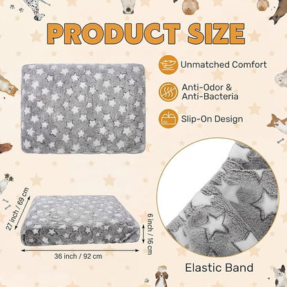 Youyole Large Washable Dog Bed Cover Replacement Waterproof Rectangle Bed Cover for Dog Gray Pet Beds Protector Sheet with Lovely Star Print for Donut Beds & Pet Couch, 36 x 27 x 6 inch