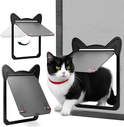 Pet Screen Door for Medium Dogs & Cats - Heavy Duty Magnetic Lockable Flap, Inside Door 10.12x8.15inch, Easy Install for Sliding Glass/Patio Doors Screen, Scratch-Resistant & Security Latch (Size L)