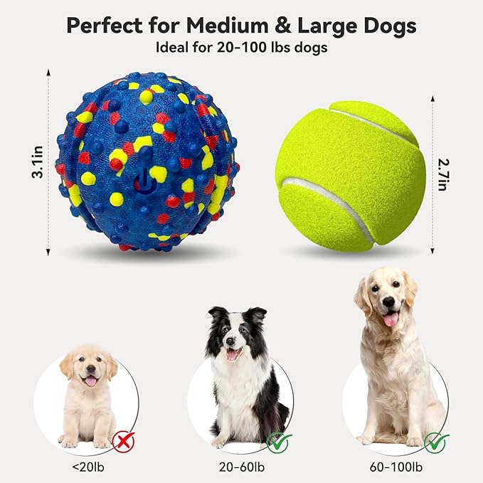 Smart Interactive Dog Toys Dog Ball, Chew-Resistant E-TPU Material, Auto Bouncing & Rolling, IP54 Waterproof, Interactive Dog Ball for Medium and Large Dogs, Indoor & Outdoor