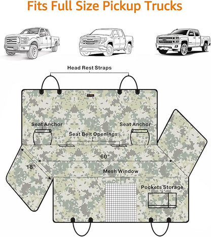 iBuddy Truck Seat Cover for Dogs Waterproof 900D Soft Back Seat Cover for Crew Cab Protects Vehicle from Dog Hair, Scratches, Dirt Durable Rear Seat Cover for Pickup Truck F150 F250 Ram GMC 1500 2500