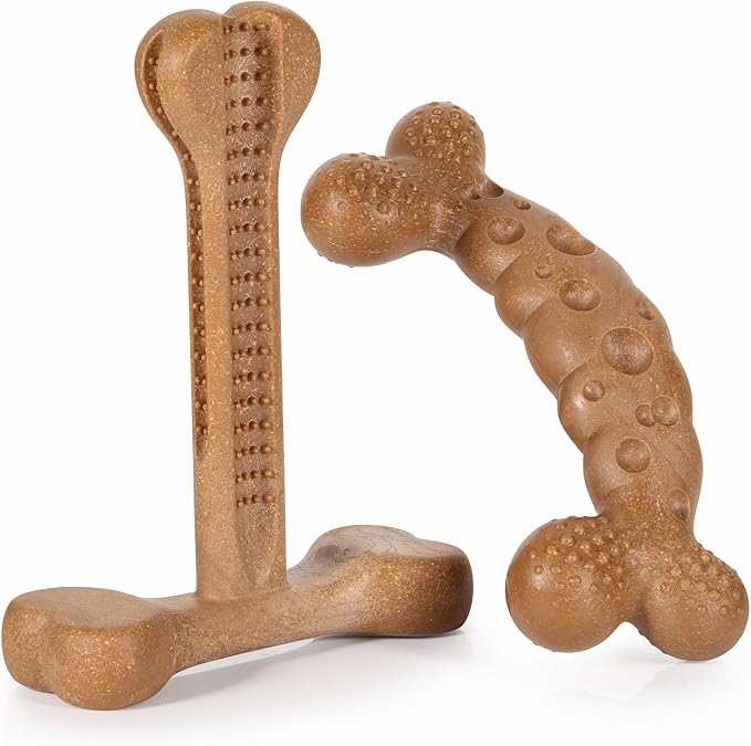 Dog Chew Toys for Aggressive Chewers 2 Pack Tough Dog Bone Toy for Small Medium Large Breed to Keep Them Busy (Medium/Large-Under 60LBS, Bacon Flavored)