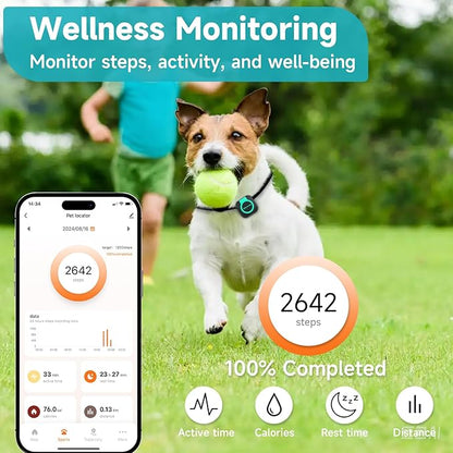 GPS Tracker for Dogs and Cats, Mini Cat & Dog GPS Tracker with Health Monitor and GPS Dog Fence, Waterproof GPS Pet Tracker, Works with Any Collar (Android and iOS Universal)