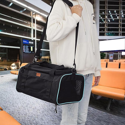 HSC PET Soft Sided Cat Carrier Soft Small Pet Carriers Dog Carrier Airline Approved Dog Carriers,Lightweight,Luxury Style,Top Expandable,Guaranteed on Cabin Board Flight Travel Recommend Under 15lbs