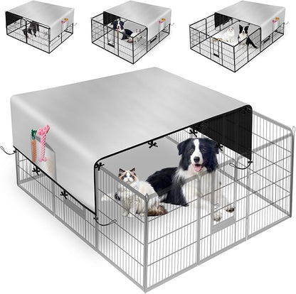 LYHNMW Dog Playpen Cover, 600D Oxford Fabric Dog Pen Canopy with Sun and Rain Protection, Specialized Fits for 24/32/40/45/50" Panels Playpen(Only Cover)