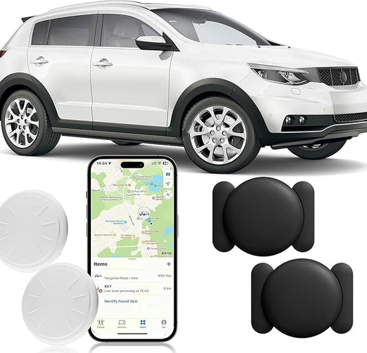 GPS Tracking Device for Vehicles No Monthly Fee,2PCS Real Time GPS Tracker for Car Work with Find My (iOS Only), Mini Car Tracker Device Hidden with Magnetic Case, Black