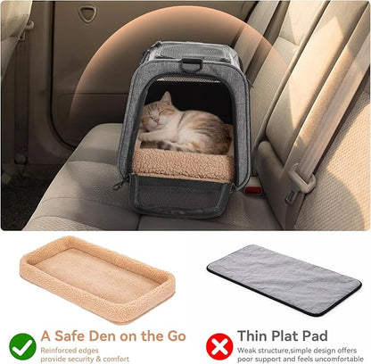 PETSFIT Large Cat Car Carrier with Patented Safety Buckles(19 x 12 x 12) – Roomy Escape-Proof for Safe Driving, Lockable Zippers & Safety Tether, Soft-Sided Travel Carrier for Road Trips & Vet Visits