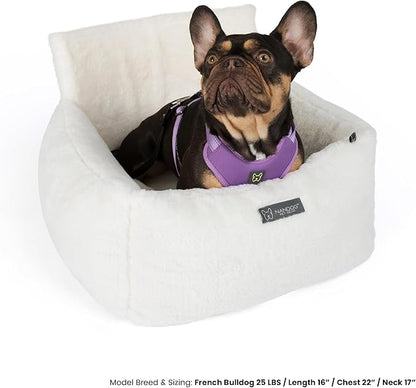NANDOG Medium Cloud Car Seat in Pearl White - Ultra Plush Fabric Secure & Modern Design - Perfect for Small/Medium Dogs & Cats