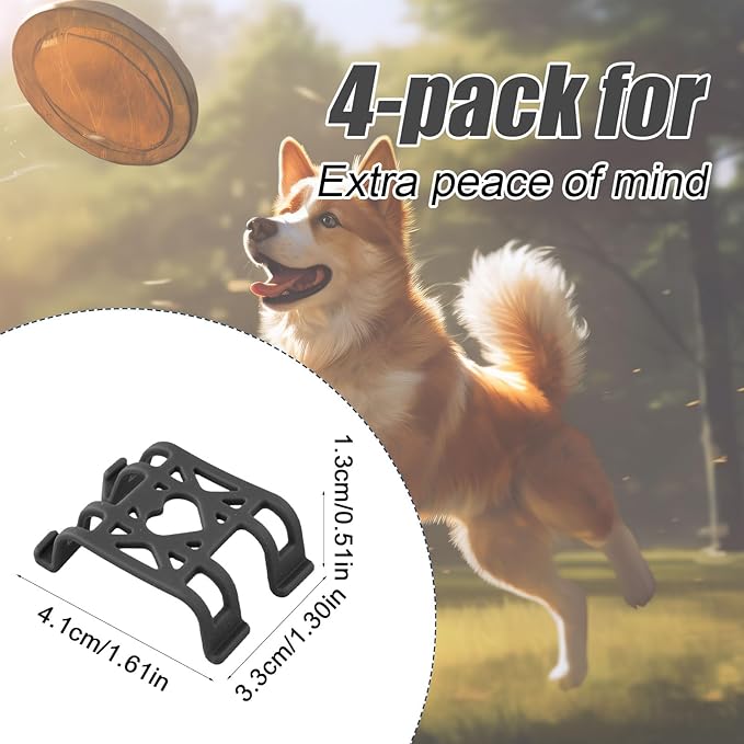 PEUTIER 4pcs Collar Attachment Clips, GPS Dog Silicone Clips Accessories for Cat Pet Activity Replacement (Black)