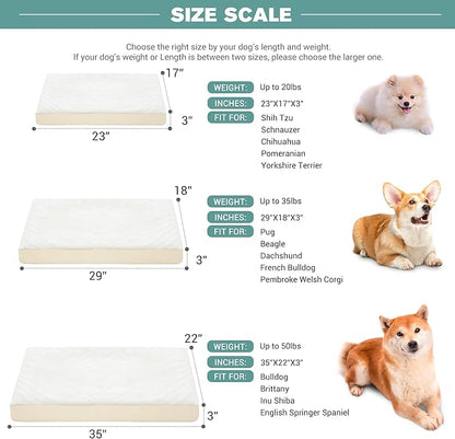 Vonabem Waterproof Small Dog Beds, Washable Crate Pad 24 inch, Orthopedic Foam Pet Bed with Removable Cover Reversible, Anti-Slip Puppy Kennel Pads, 23"x17", Beige