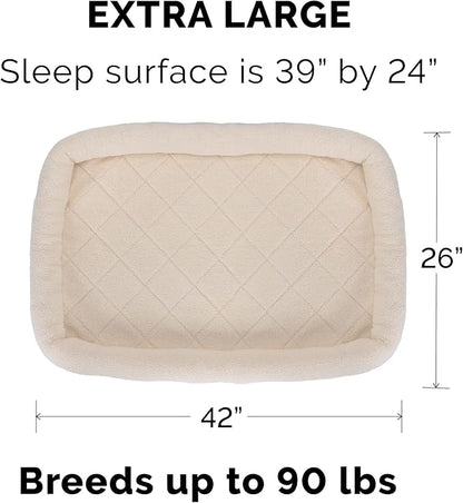Furhaven Dog Bed for Large Dogs, 100% Washable, Sized to Fit Crates - Sherpa Fleece Bolster Crate Pad - Cream, Extra Large/XL