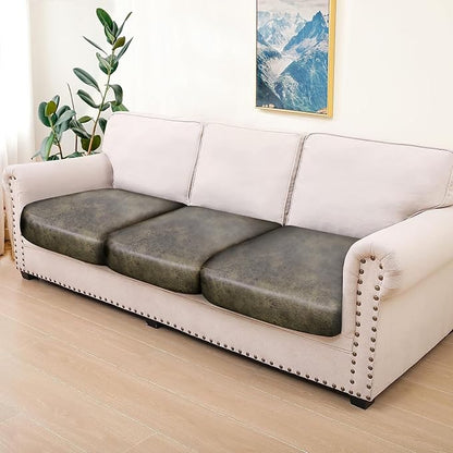 ANARACHON Leather Look Couch Cushion Covers Sofa Seat Slipcovers Sets Couches Furniture Protector for Sectional Armchair Loveseat Pets Kids Stretch Polyester & Spandex Fabric (3 Cushion Sofa, Yellow)