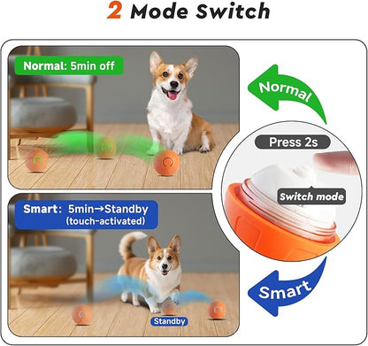 Interactive Small Dog Toy Ball, 2 Inch Smart Jumping Ball for Puppy/Small Dogs, Activated Automatic Bouncing Moving Vibrating, Dog Toy for Small Dogs to Keep Them Busy（Orange）