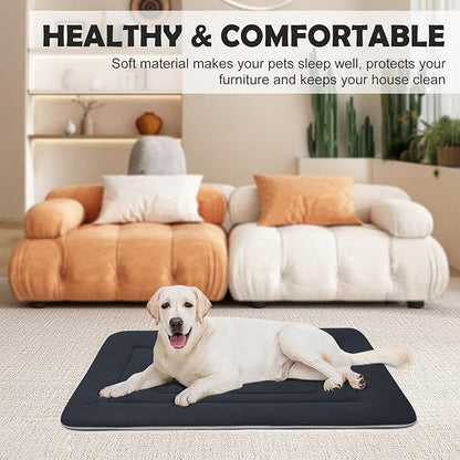 JoicyCo Dog Bed Soft Dog Crate Bed Pad Mat, 36 in Non Slip Bottom Washable Beds for Medium and Large Dogs, Pet Bed Mattress Kennel Pad, Dark Gray