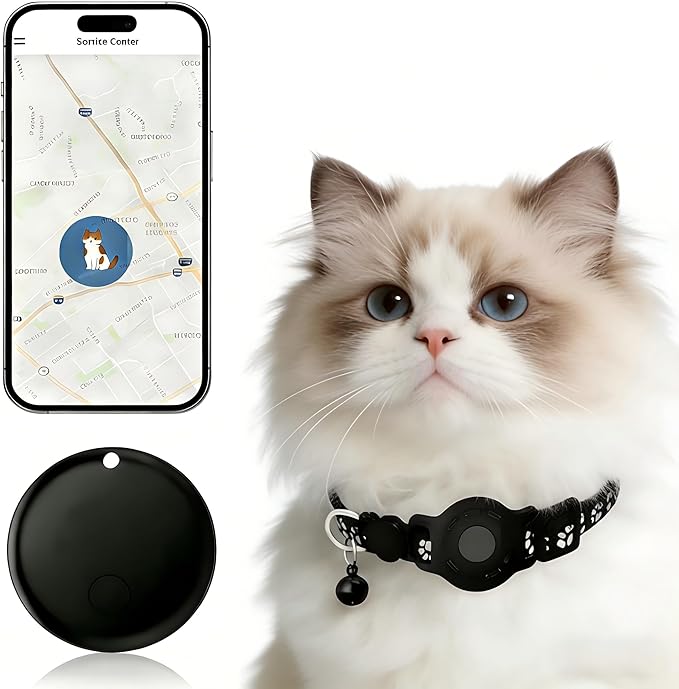 GPS Collar for Cats，Pet Tracker (Android Only) Smart tag,Waterproof Compatible with Google Find My,No Monthly Fee,Advanced Tracking Solution Smart Collar for Pet Safety Ideal Small Large Cats