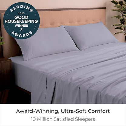 Mellanni California King Sheets Set - 4 PC Iconic Collection Bedding - Hotel Luxury, Extra Soft, Cooling Bed Sheets - Wrinkle, Fade, Stain Resistant (Cal King, Lavender)