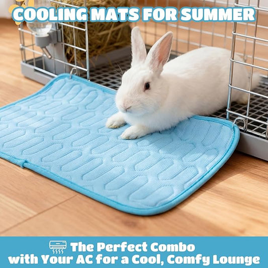 Breling 5 Pack 12" x 16" Summer Cooling Mat for Small Animals, Washable Reusable Guinea Pig Bedding Non-Slip Mat for Small Animals Rabbit Hamster Rat Chinchilla