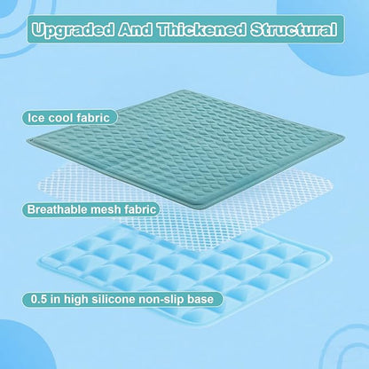 GOLOPET Newly Upgraded Dog Cooling Mat 34x23 in,Ice Breathable Fabric, Solid Silicone Honeycomb Heat Dissipation Structure, Long-Lasting Coolness Cooling Mat for Dogs(Q-Max>0.5) Washable& Non-Toxic