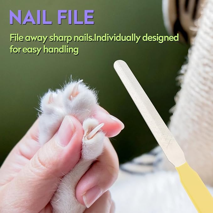 Cat Nail Clippers with Nail File, Kitten Claw Nail Clippers for Trimming, Stainless Steel Pet Bearded Nail Clippers Tool for Dragon, Guinea Pig, Rabbits, Birds, Ferret Small Breed Animals(Green/Pink)