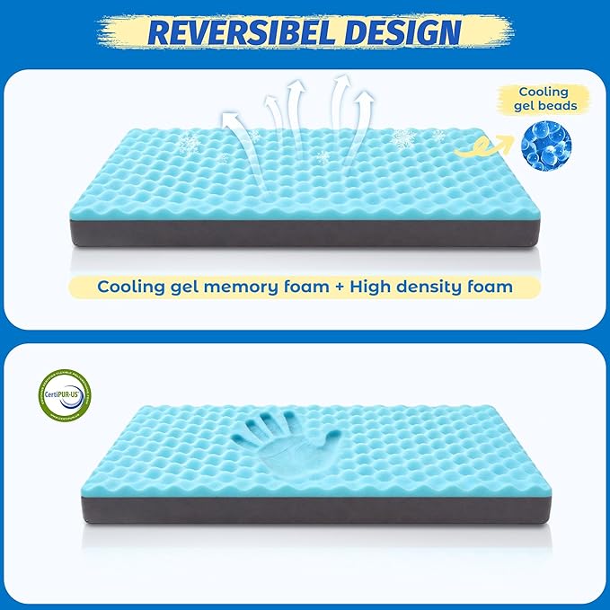 Cooling Dog Bed for Large Dogs, Washable Memory Foam Dog Beds for Crate with Joint Relief, Waterproof Liner and Removable Cover (35’’x 22’’)