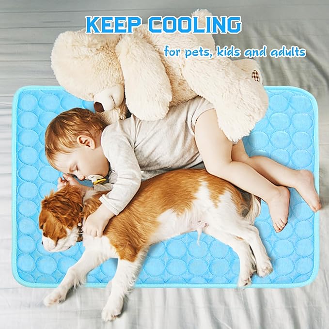 2026 Upgraded Dog Cooling Mat Large Cooling Pad-Q-Max>0.4 Summer Pet Bed for Dogs Cats Kennel Pad with Chill Cool Fiber,Breathable Portable Pet Self Cooling Blanket Machine Washable,40"x28"