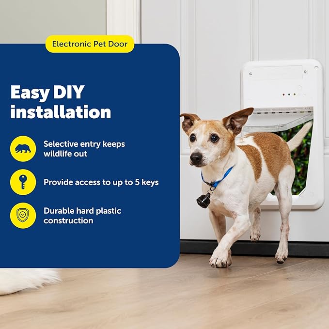 PetSafe Electronic Pet Door - Rust-Proof Programmable Smart Collar-Activated Dog or Cat Entry - Easy Installation & Space-Saving Design - Small - Fits Pets Up to 15 lb