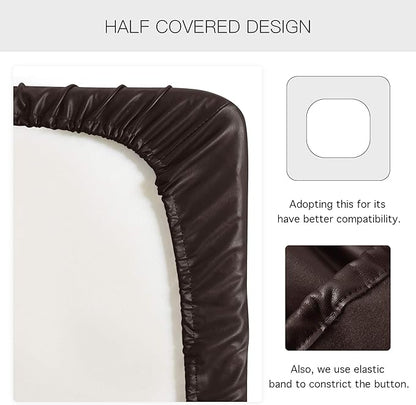 Yates Home PU Leather Couch Sofa Cushion Slipcover Water-Proof Elastic Chair Seat Covers Loveseat Slip Cover for Settee Seater Replacement in Living Room（3 Piece Large Sofa Cushion Covers, Chocolate