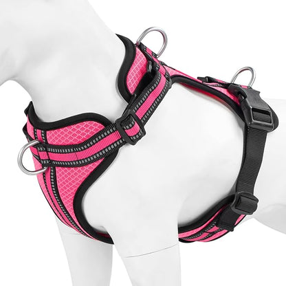 Wisedog Reflective No Pull Dog Harness - Adjustable Lightweight Pet Vest with 3 Fast-Release Buckles for Dogs Walking, Running and Training(XS, Bright Pink)