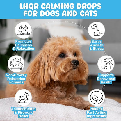 Cat Melatonin Natural Calming Liquid - 60ML Calming Drops for Dog for Anxiety & Stress Relief - Separation, Thunder, Fireworks Support - Calming Pet Supplement for Small Large All Breeds