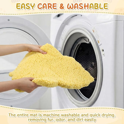 3 Pack Self Warming Pet Bed Leaf Shape Self Heating Cat Dog Mat Washable Thermal Sleeping Pad for Indoor Outdoor Hedgehog, Bunny, Sugar Glider, Rat, Chinchilla(Light Yellow,Small-16 x20)