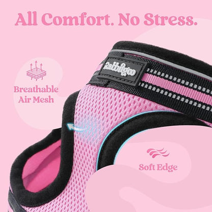 rabbitgoo Cat Harness and Leash Set for Walking Escape Proof, Adjustable Soft Kittens Vest with Reflective Strip for Cats, Comfortable Outdoor Vest, Pink, M