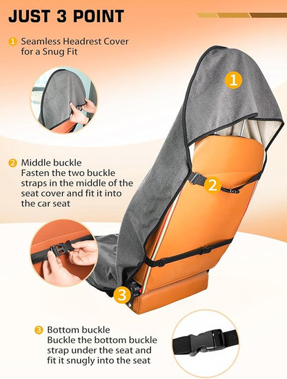 550g Heavy Duty Towel Car Seat Cover, Waterproof Sweat Protector for Post-Gym & Beach, Non-Slip Microfiber Bucket Seat Mat for Sedans SUV Minivans, Machine Washable (Gray, 1-Pack)