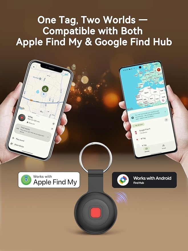 Bluetooth Dog Tracker Tag, Pet Tracker for Dogs with Silicone Collar Holder, Works with Apple Find My & Android Find Hub, IP67 Waterproof Anti-Lost Locator