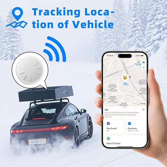 GPS Tracker for Vehicles, 1PCS Real Time Car Tracker Device Hidden Work with Find My (iOS Only), Mini Magnetic Tracker Device for Vehicles Cars Dogs Kids, No Monthly Fee, Waterproof GPS Tracker