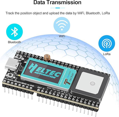 MakerFocus Wireless Tracker Supports GPS Galileo Multi-System Joint Positioning ESP32-S3 WiFi Bluetooth SX1262 UC6580 with 3000mAh Battery, 915MHz LoRa Antenna, 0.96-inch LCD Display for Meshtastic