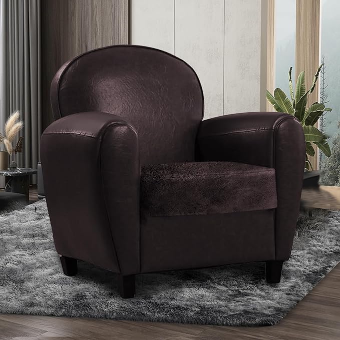ANARACHON Leather Look Couch Cushion Covers Sofa Seat Slipcovers Sets Couches Furniture Protector for Sectional Armchair Loveseat Pets Kids Stretch Spandex Fabric (1 Cushion Armchair, Chocolate)