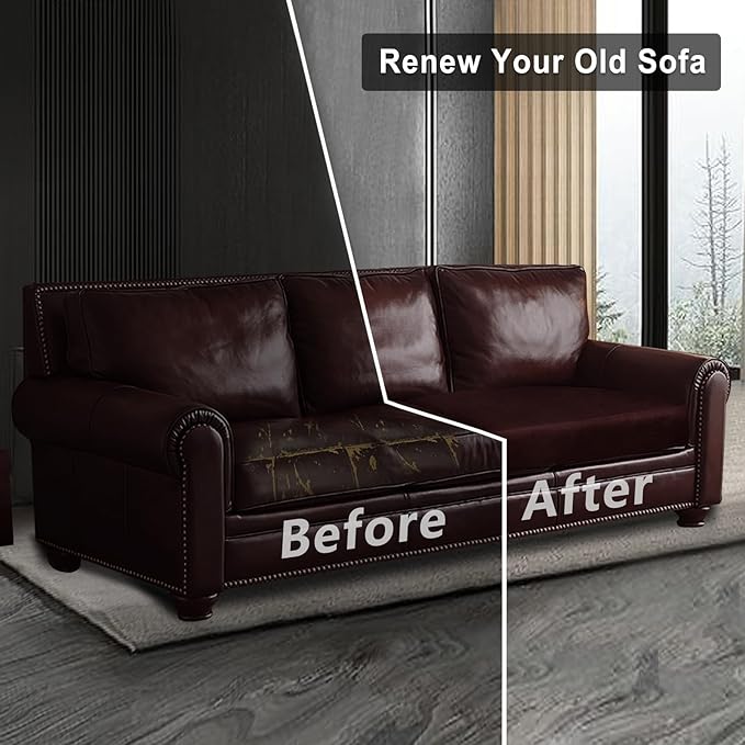 ANARACHON Leather Look Couch Cushion Covers Sofa Seat Slipcovers Sets Couches Furniture Protector for Sectional Armchair Loveseat Pets Kids Stretch Spandex Fabric (2 Cushion Sofa, Burgundy)
