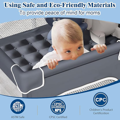 Jixrolyn Small Baby Playpen with Mat, Sturdy Safety Play Yard, Washable Small Playpen for Babies, Soft Breathable Mesh, Zipper Gate, Anti-Slip Base 36"x36"