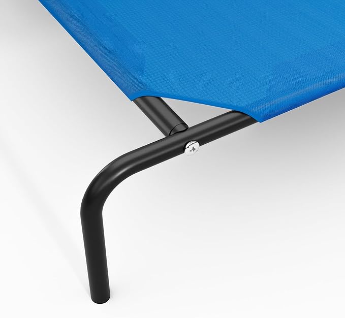 STARLATTA Elevated Cooling Dog Bed for Large Dogs,Waterproof Outdoor Pet Cot with Washable Breathable Mesh,Non-Slip Feet,Comfortable Dry Raised Dog Bed,50.8 x 31 x 8 Inches,Blue