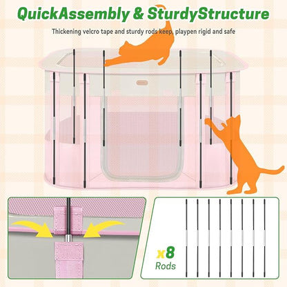 Seiyierr Foldable Pet Playpen - Cat & Puppy Playpen, Travel Dog Crate with Carrying Case, Cat Tent Dog Pen for Outdoor Camping Use