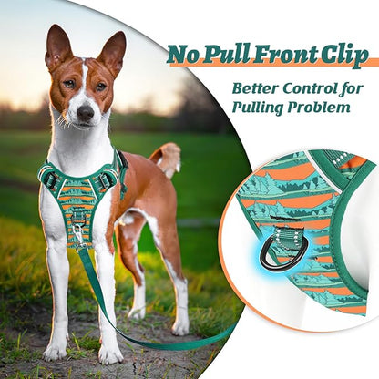 HEELE Dog Harness, No Pull Adjustable Padded Reflective Harness for Small Medium Large Dogs with Handle for Walking Training, Wilderness, XL