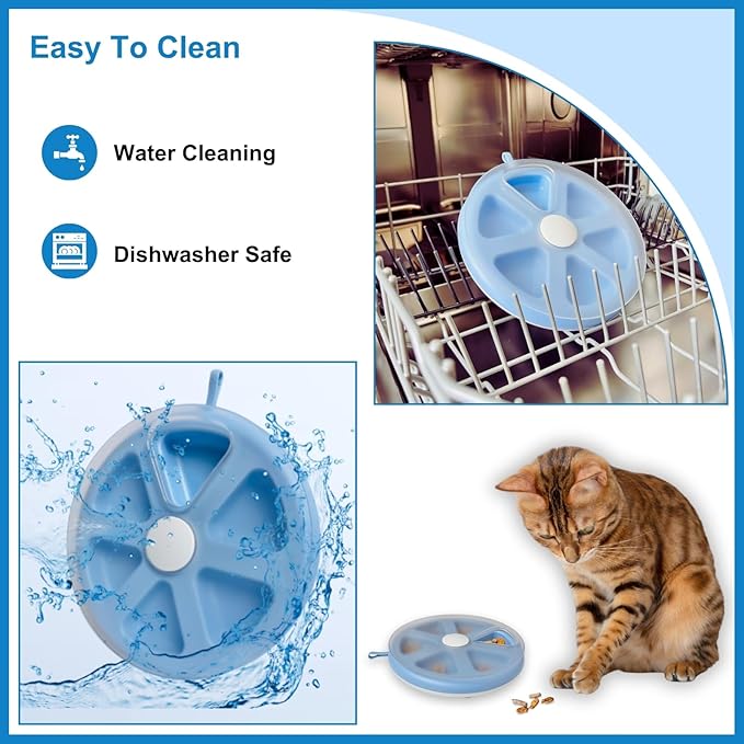 Interactive Cat Treat Toys, Food Puzzle, Maze Feeder Toys for Indoor Cats and Kittens (Blue)