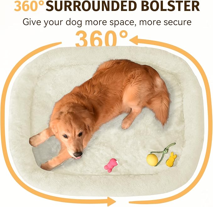 Orthopedic Jumbo Dog Bed for Extra Large Dogs, Giant Waterproof Dog Bed for Large Breed Dogs, Supportive Egg Crate Foam Pet Bed with Removable Washable Cover & Non-Slip Bottom, Pink