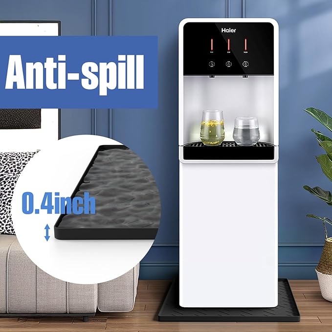 Water Cooler Mat – 19.7" x 19.7" Silicone Water Dispenser Mat for Floor & Countertop, Spill-Proof & Waterproof Tray for Coffee Maker, Kitchen, Pets, Office Use (Gray, 19.7' * 19.7')