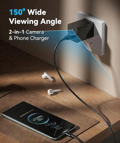 1080P HD Wireless WiFi Camera Charger for Home with App Control, Motion Detection, Night Vision & Loop Recording, 150° Indoor Security Camera with USB Phone Charger for Office/Shop/Pet,User-Friendly