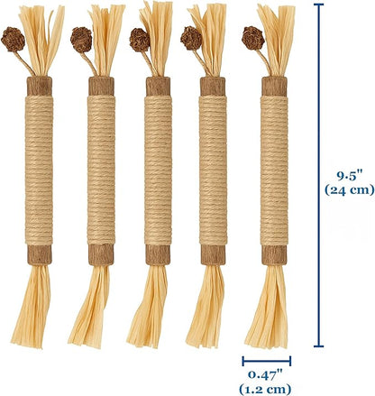 SunGrow Silvervine Sticks with Gall Fruit for Cats, Delicious Pet Snack for Kittens, Rabbits, Dogs, Oral Care Companion, Teething Chews, Chewing Treats with Bell, 7.7” (h) x 0.8 “(w), 5 Pieces