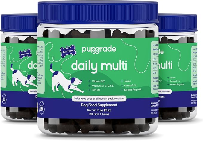 PupGrade Daily Multivitamin for Dogs – All-in-One Supplement with Omega Fish Oil, Vitamins A, C, D, E & B Complex for Everyday Health – 90 Soft Chews