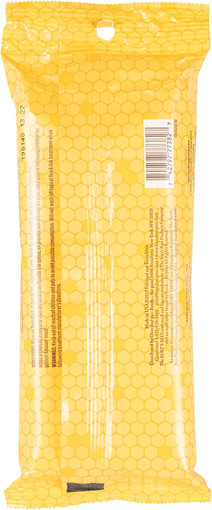 Burt's Bees for Pets Cat Dander Remover Wipes, Unscented Soft Grooming Cloths with Colloidal Oat Flour + Aloe, Helps Reduce Flaking Between Baths for Cats & Kittens, 50 Count