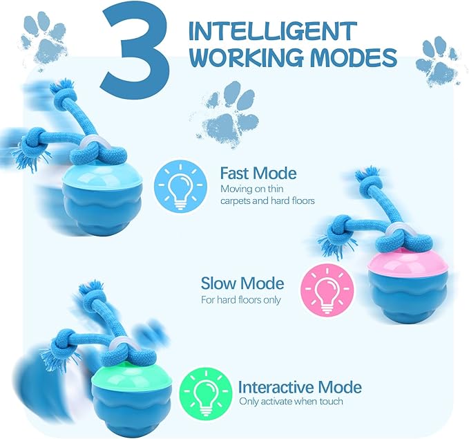 Goosheep 2026 New Interactive Dog Toys, Automatic Moving Dog Ball for Small/Medium/Large Dogs, Interactive Smart Rolling Dogs Toy Ball with Light Up to Keep Them Busy(Blue)